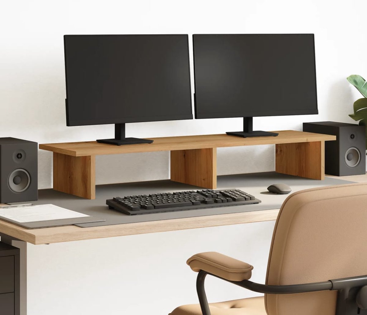 VidaXL Support De Moniteur Blanc 50x27x15 Cm Bois De Pin Solide