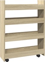 Bol.com vidaXL - Opbergtrolley - smal - 4-laags - bewerkt - hout - sonoma - eikenkleurig aanbieding