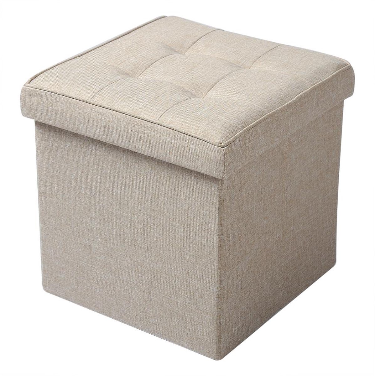 Poef met Opbergruimte - Voetsteun Voor Binnen - Hocker of Voetenbankje - Ergonomisch Ontworpen Poef - Ultra Comfortabel & Duurzaam Poef - Beige