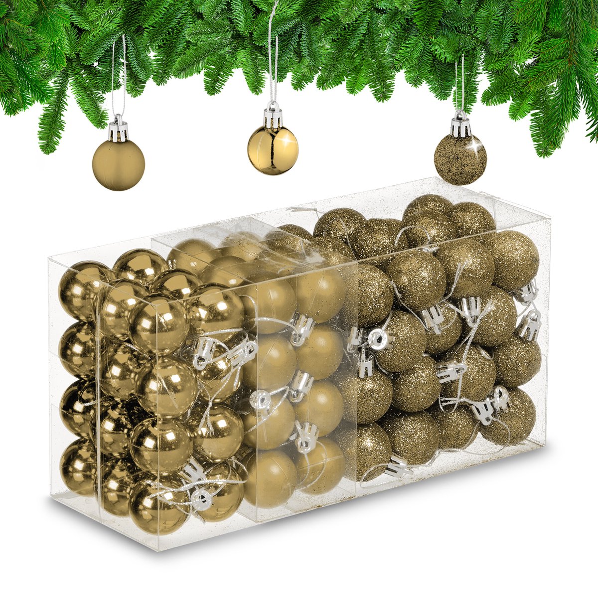 Boules de Noël, lot de 110, en plastique, D : 6 cm, décoration de