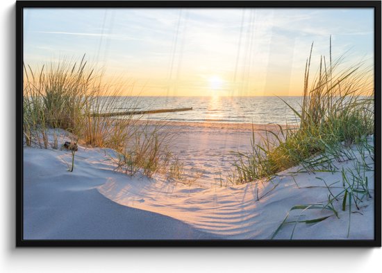 Fotolijst - Poster - Zee - Duinen - Landschap - Poster strand - Poster in lijst - Kamer decoratie - 120x80 cm - Posterlijst - Poster kader - Frame - Woondecoratie