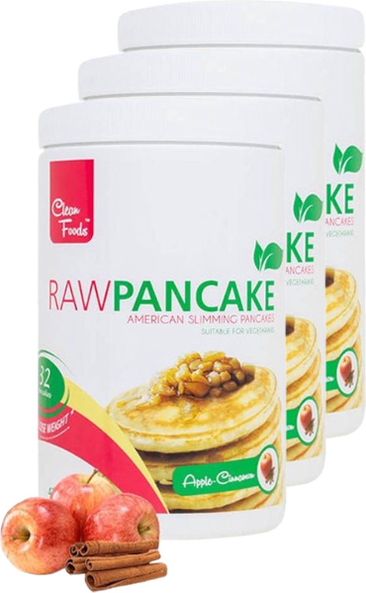 Goedkoopste Clean Foods | Raw Pancake | Appel Kaneel | 3 stuks | 3 x 425 gram