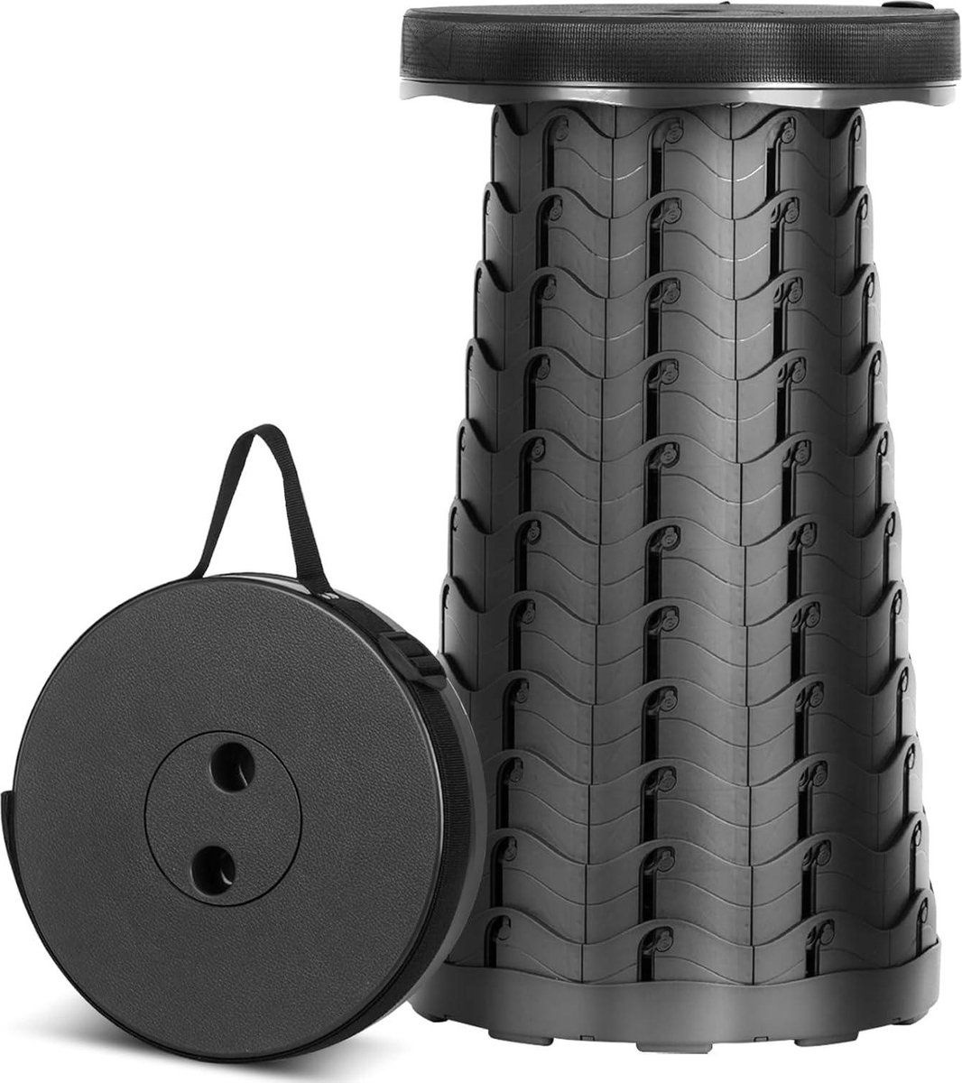 Goedkoopste Draagbare klapkruk mini telescopische kruk - licht - camping - buiten - visserij - BBQ - keuken - 397 lb - in hoogte verstelbaar - 65-45 cm - zwart