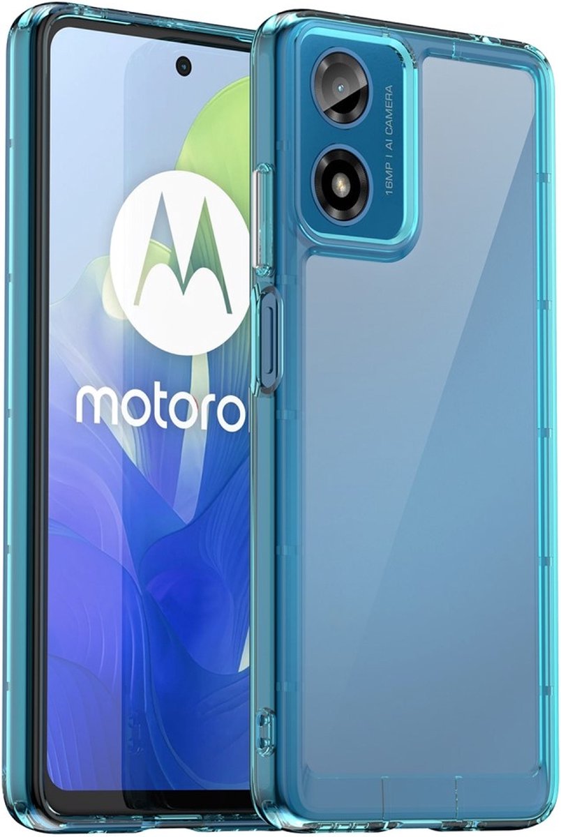 Coverup Hoesje - Geschikt voor Motorola Moto G04(s) / G24 (Power) / E14 Hoesje - Coverup Transparant ShockProof TPU Back Cover - Blauw