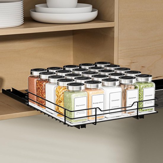 Uitschuifbaar kruidenrek for de kast, 2-laags plankorganizer Uitschuifbaar kruidenrek for de kast, 2-laags plankorganizer