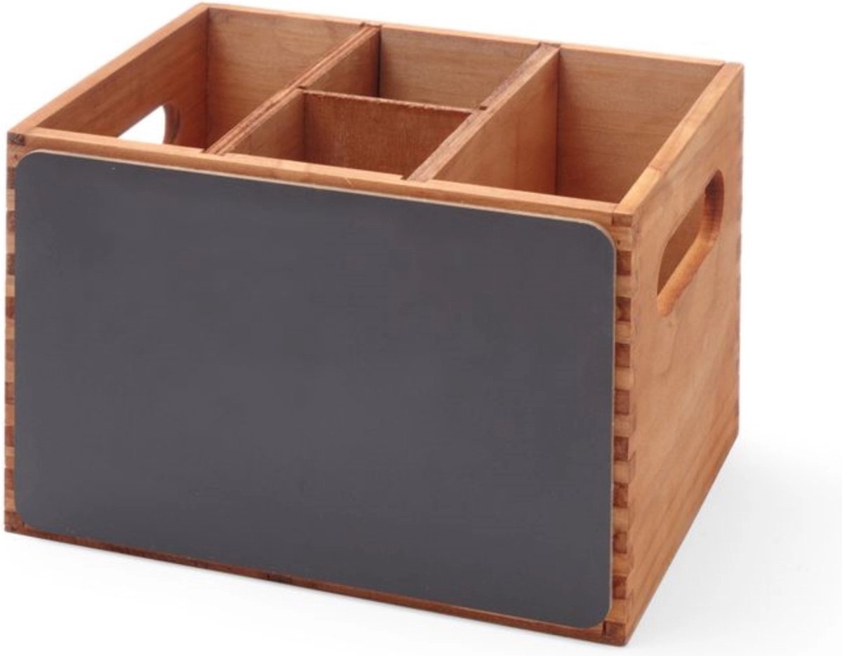 HENDI Houten kist met krijtbord – 4 compartimenten – 210x150x150 mm