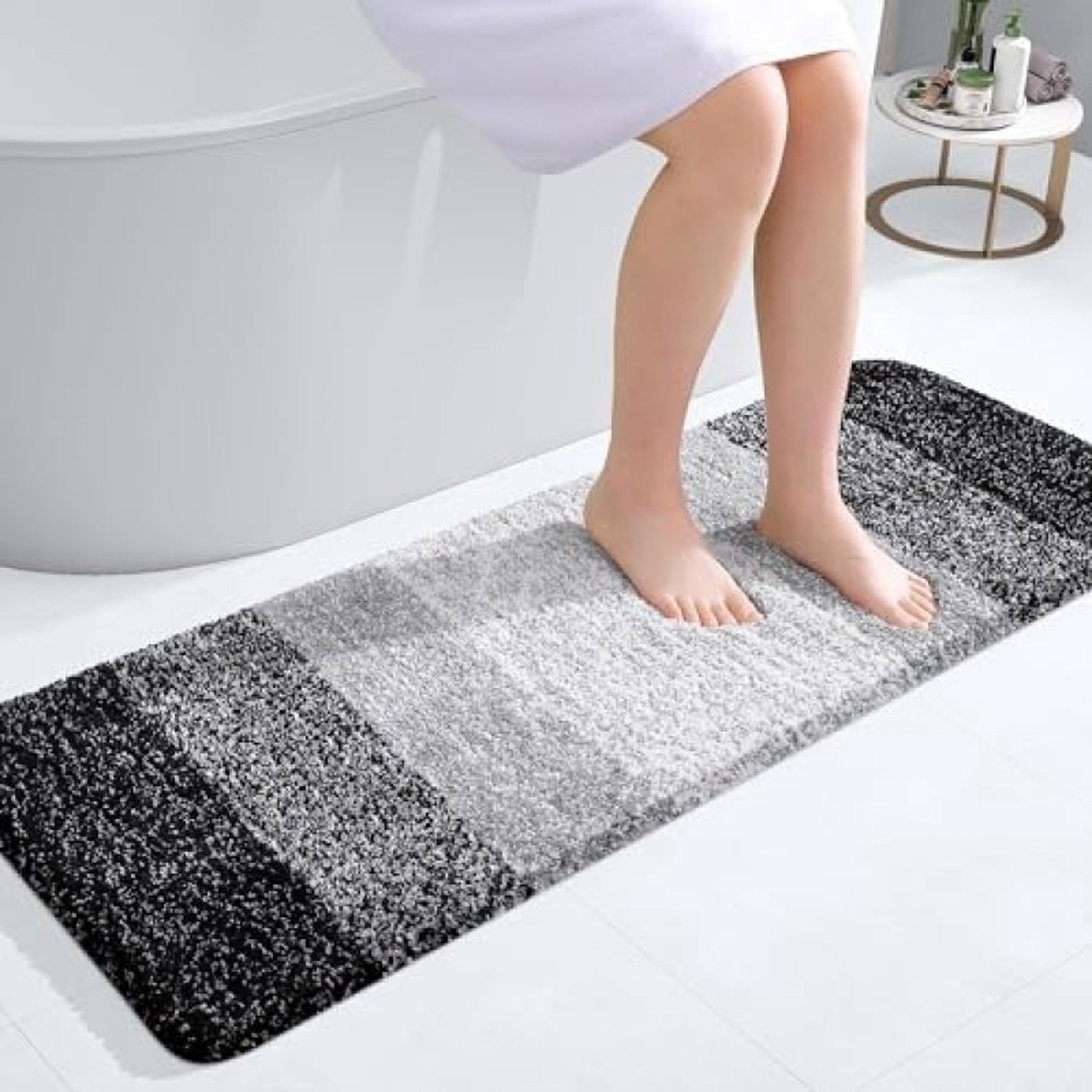 Zacht badkamertapijt, 40 x 120 cm, antislip, wasbaar, hoogpolig, microvezel, absorberend