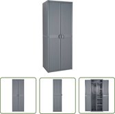 vidaXL Opslagkast - Tuinkast - Tuinkast 65x45x172 cm PP rattan grijs - Buitenschrank - Garden Storage - Ratan Look