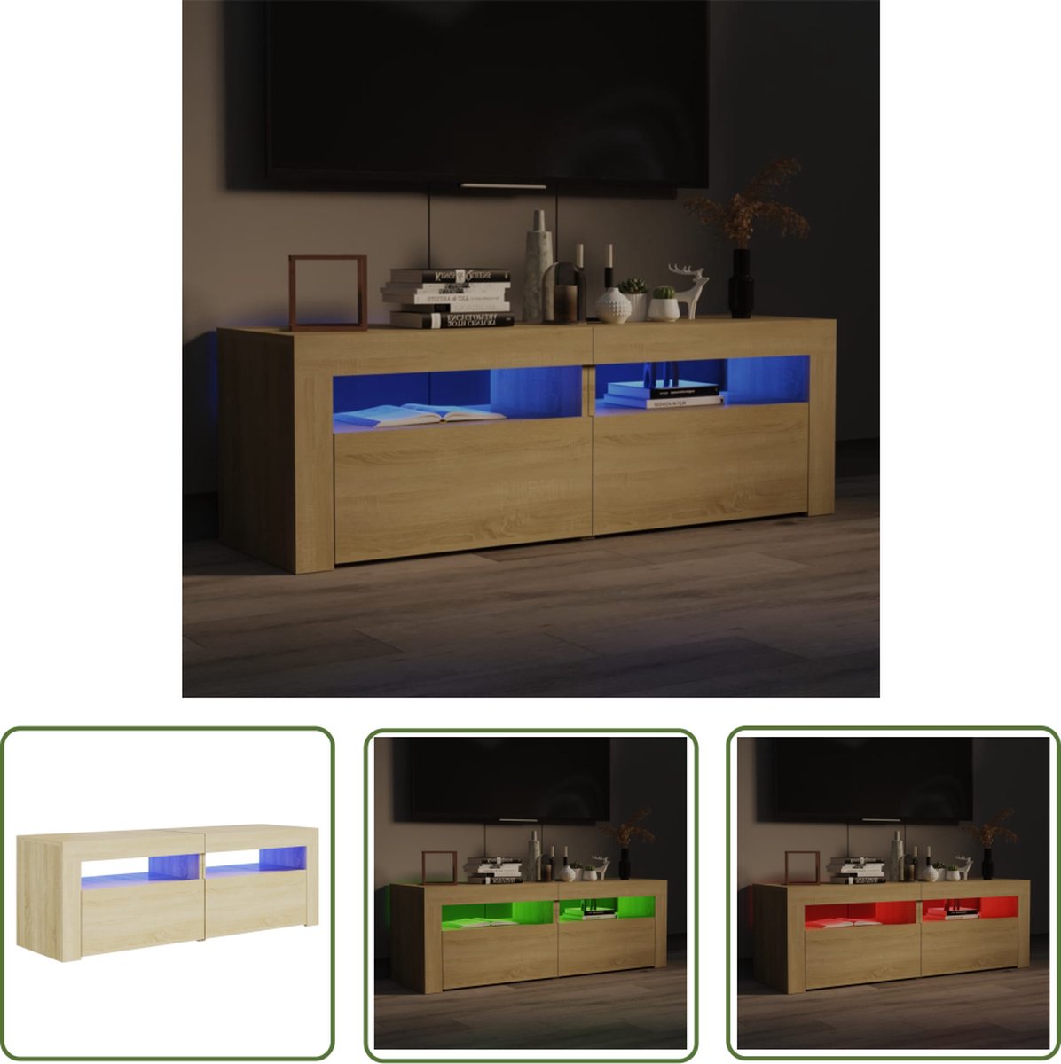 vidaXL Salontafel - Tv-meubel - Tv-meubel met LED-verlichting 120x35x40cm sonoma eikenkleurig - Led-verlichting - Houten Meubilair - Tv-stand