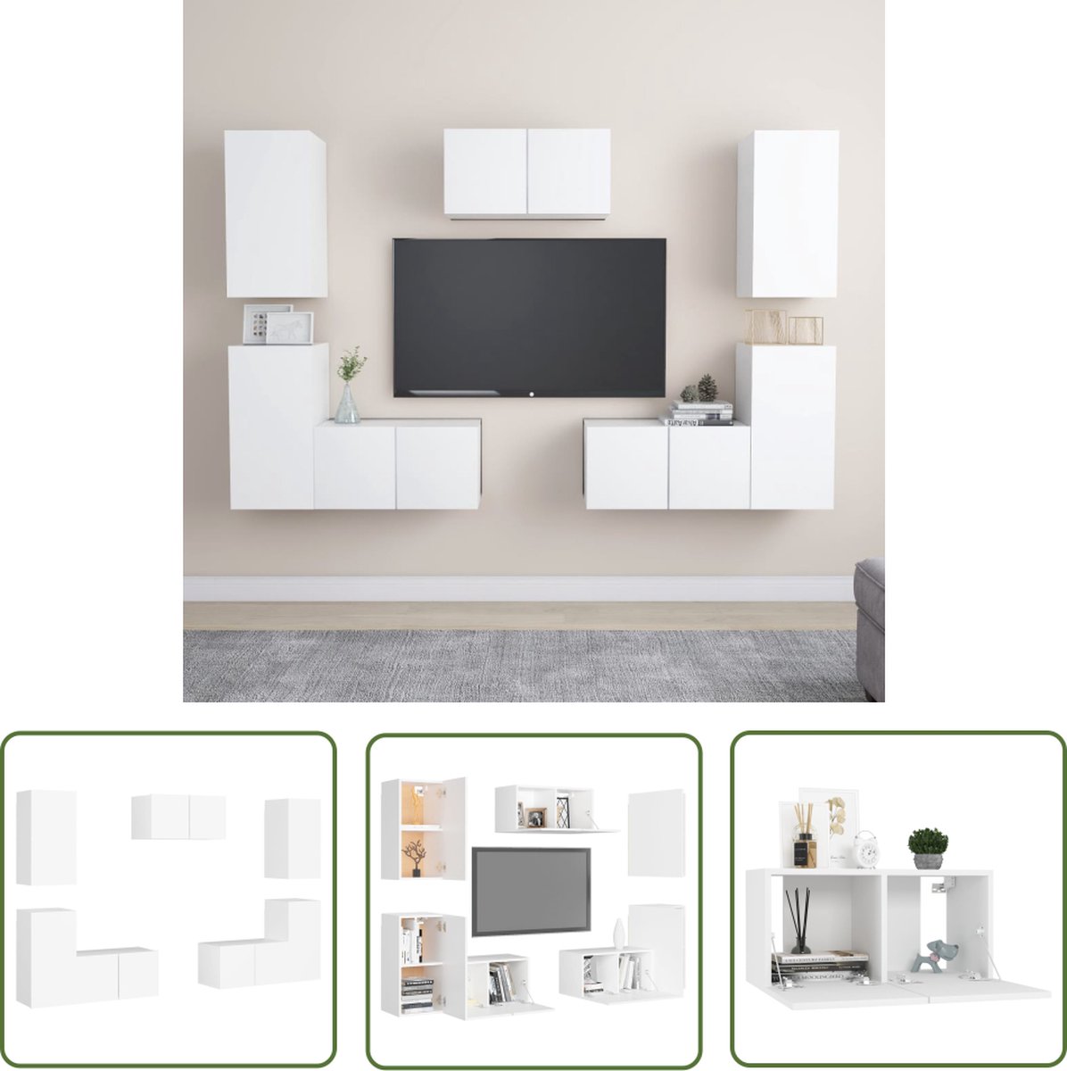 The Living Store Televisiekast - Trendy - praktisch design - Opbergruimte voor boeken - dvd's en meer - Wit - 60 x 30 x 30 cm - 30.5 x 30 x 60 cm - Montage vereist