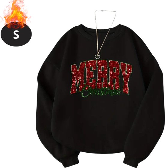 Livano Kersttrui - Dames - Foute Kersttrui - Christmas Sweater - Kerst Sweater - Christmas Jumper - Pyjama - Zwart - S