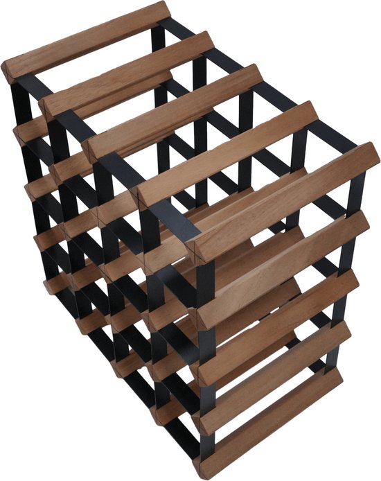 Foglia wijnrek - 72 flessen - hout metaal - stapelbaar