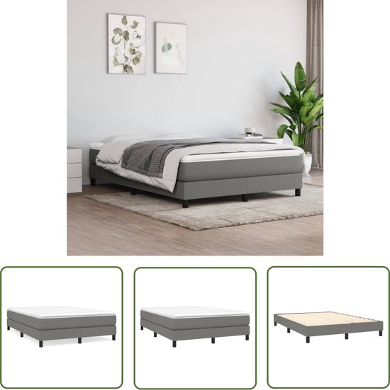 Boxspring met matras stof donkergrijs 200x200 cm