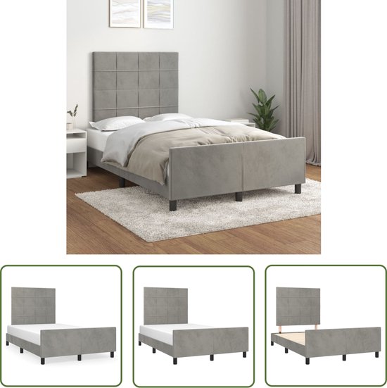 The Living Store Cadre de lit avec tête de lit velours gris clair 120x200 cm - Lit