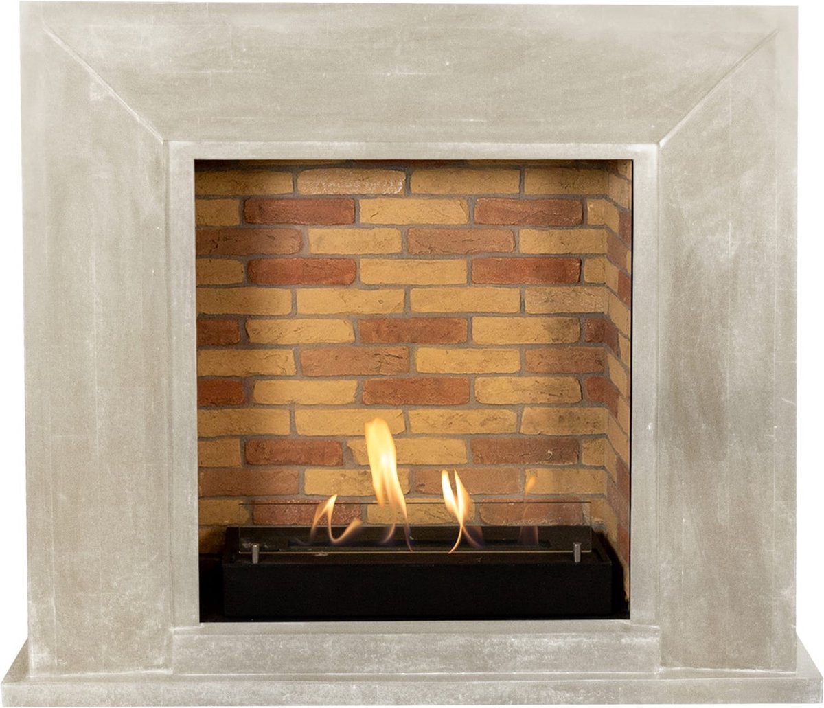 Xaralyn Bio-ethanol haard - Nero BST-SWP - wit gepolijst natuursteen - 3 KW verwarming - haardombouw inclusief inbouwhaard - schouw