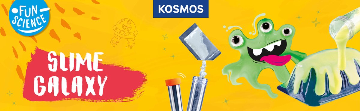 KOSMOS Slime Galaxy - Experimenteerset - Maak Zelf Glow in the Dark Slijm - 6 Ruimte-experimenten met Glitter, Ogen en Slime Alien - STEM Speelgoed - Vanaf 8 Jaar — afbeelding 5