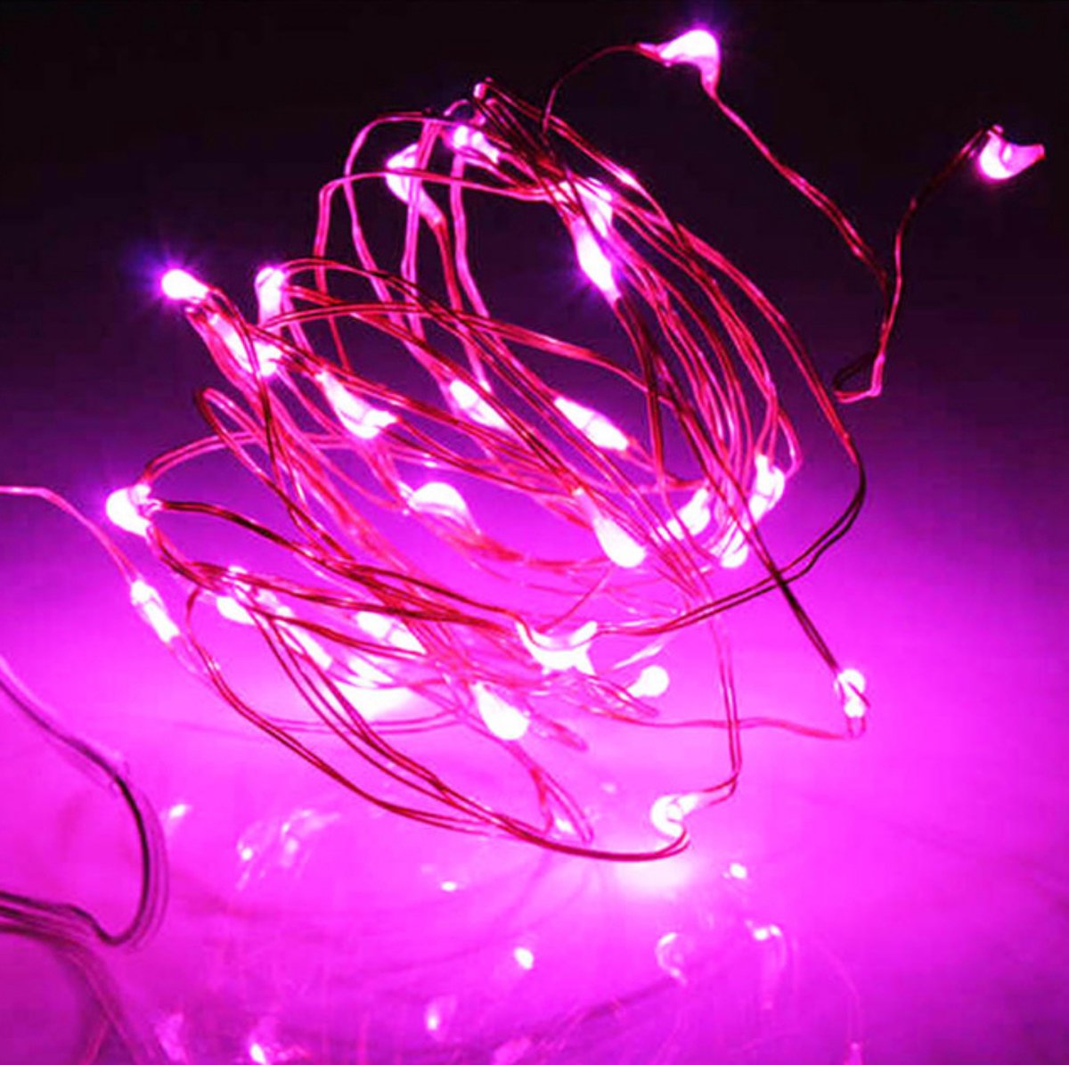 KIMU® Led Lampjes Snoer - Roze 5 meter Lichtsnoer - Kerstverlichting Verlichting Kleding Lichtjes Fiets Ledlampjes Streng Multicolor CR2032 Festival