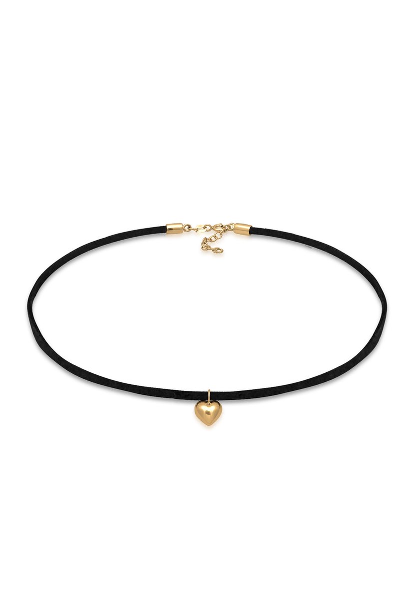 Elli - Halsketting - Dames choker hart hanger velours look in 925 sterling zilver - Dames