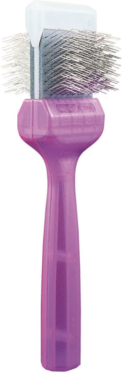 Activet® Paars Professionele Enkele Borstel | Hond - Anti Klit Slickerborstel voor Middelzware tot Zware Vachten - Slicker voor Doodles, Krullend & Langharig Haar - Veilige Ronde Pinnen en Flexibele Borstelkop - Honden Verzorging