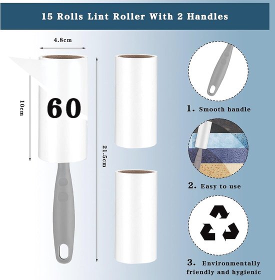 Flint Klassieke zwarte intrekbare mini-pluisroller met 90 extra kleverige vellen, pluisroller voor huisdieren, extra plakkerig