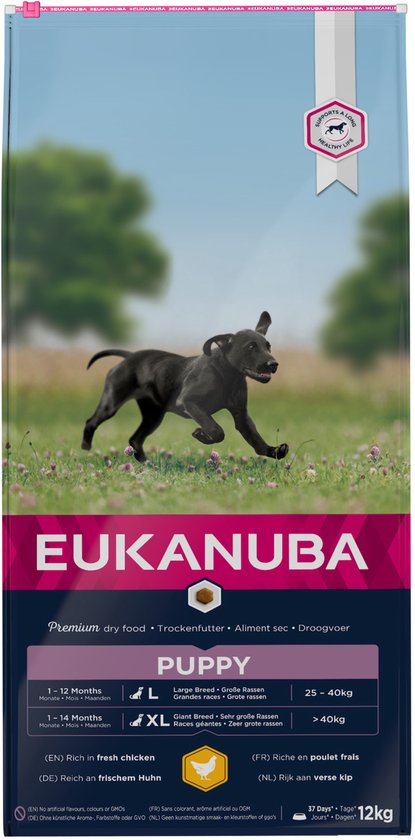 Eukanuba Dog Puppy & Junior - Grote Rassen - Kip - Droogvoer - 12 kg