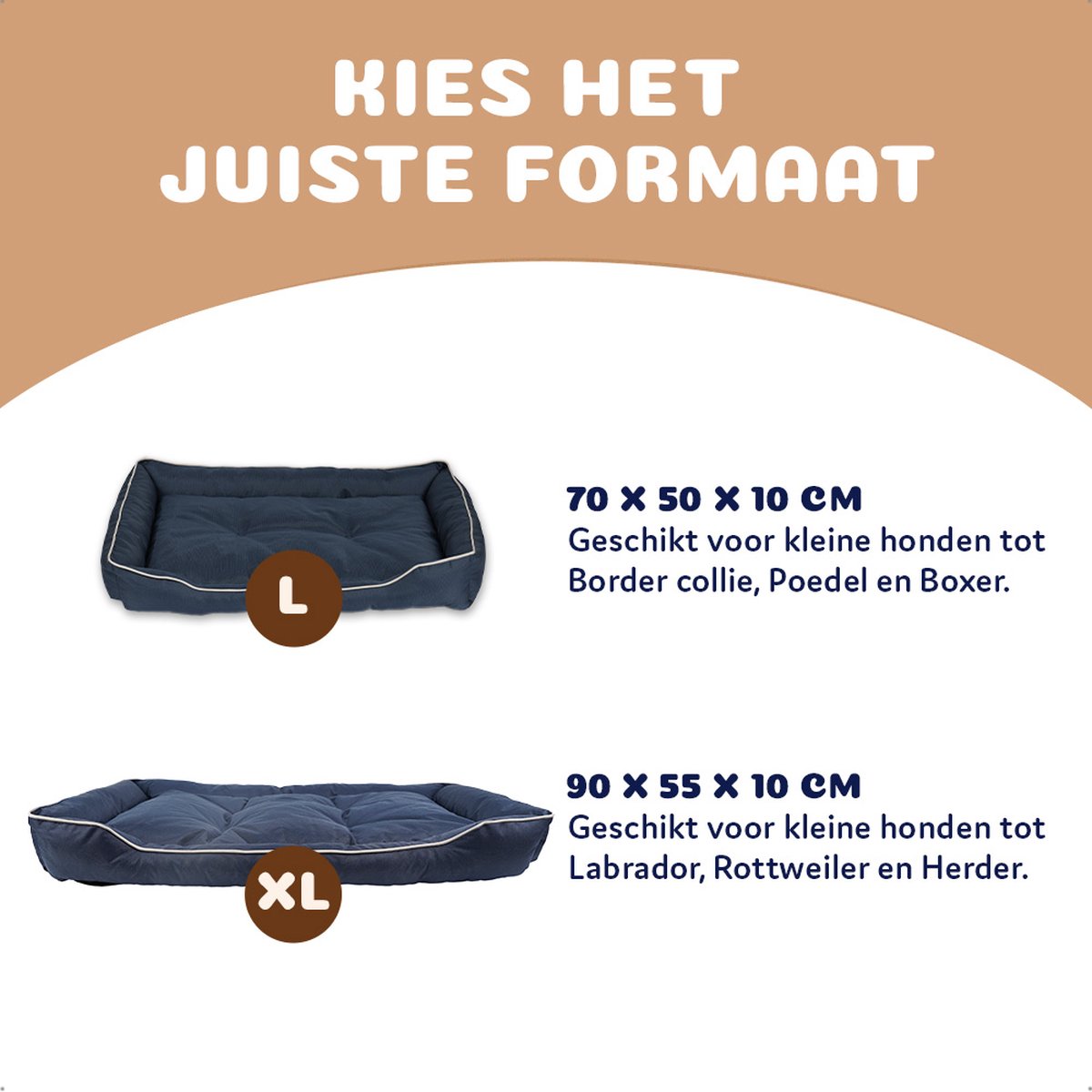 Pet Perfect Benchkussen XL - Hondenkussen Wasbaar - Hondenmand - Blauw - 90x55x10 thumbnail 6