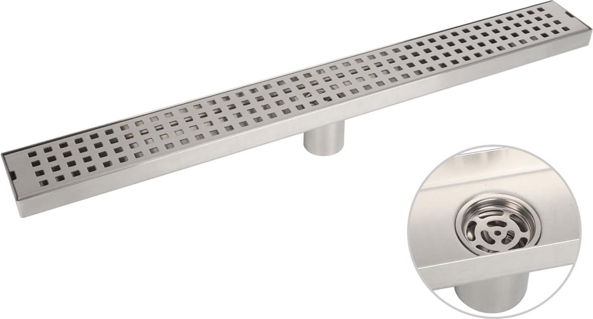 Luvetrex ® Extra Platte Douchegoot 60 cm Compleet Set Roestvrij Staal Met Zeef Voor Badkamer