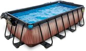 Bol.com EXIT Wood zwembad 400x200x100cm met zandfilterpomp en overkapping - bruin aanbieding