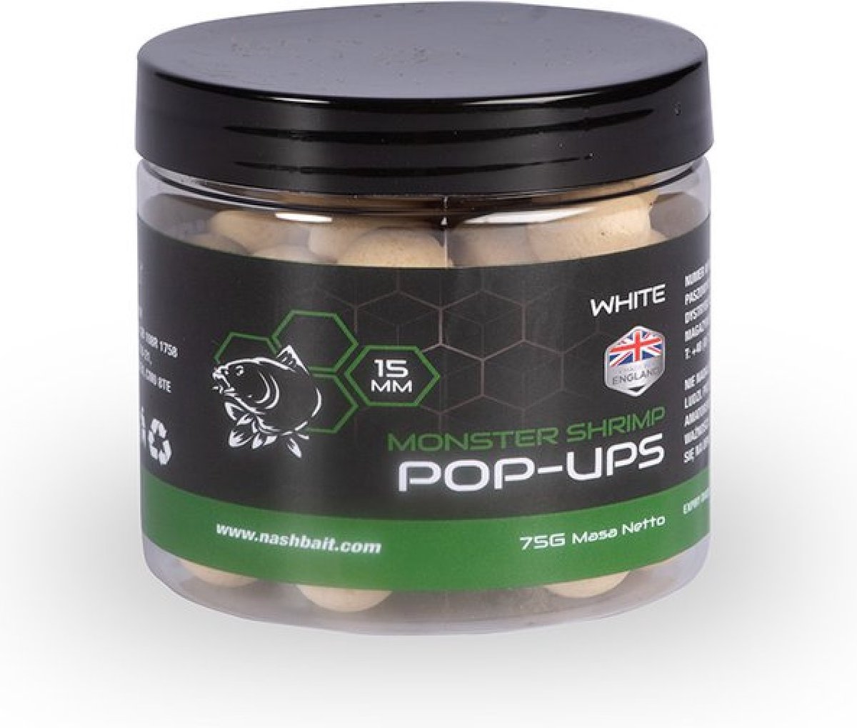 Nash Monster Shrimp Pop Ups White 15mm 75gr
