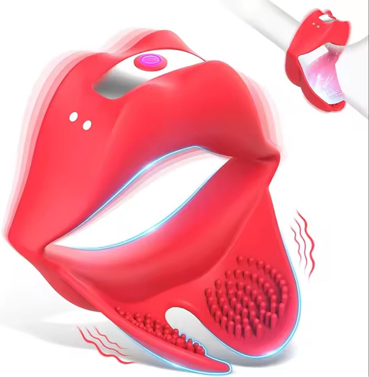 Goedkoopste Cockring en scrotum vibrator - Vibrerend - Dubbele stimulatie - Balzak - Vertraagde ejaculatie - USB Oplaadbaar - Verstelbaar one size - Lipvormig