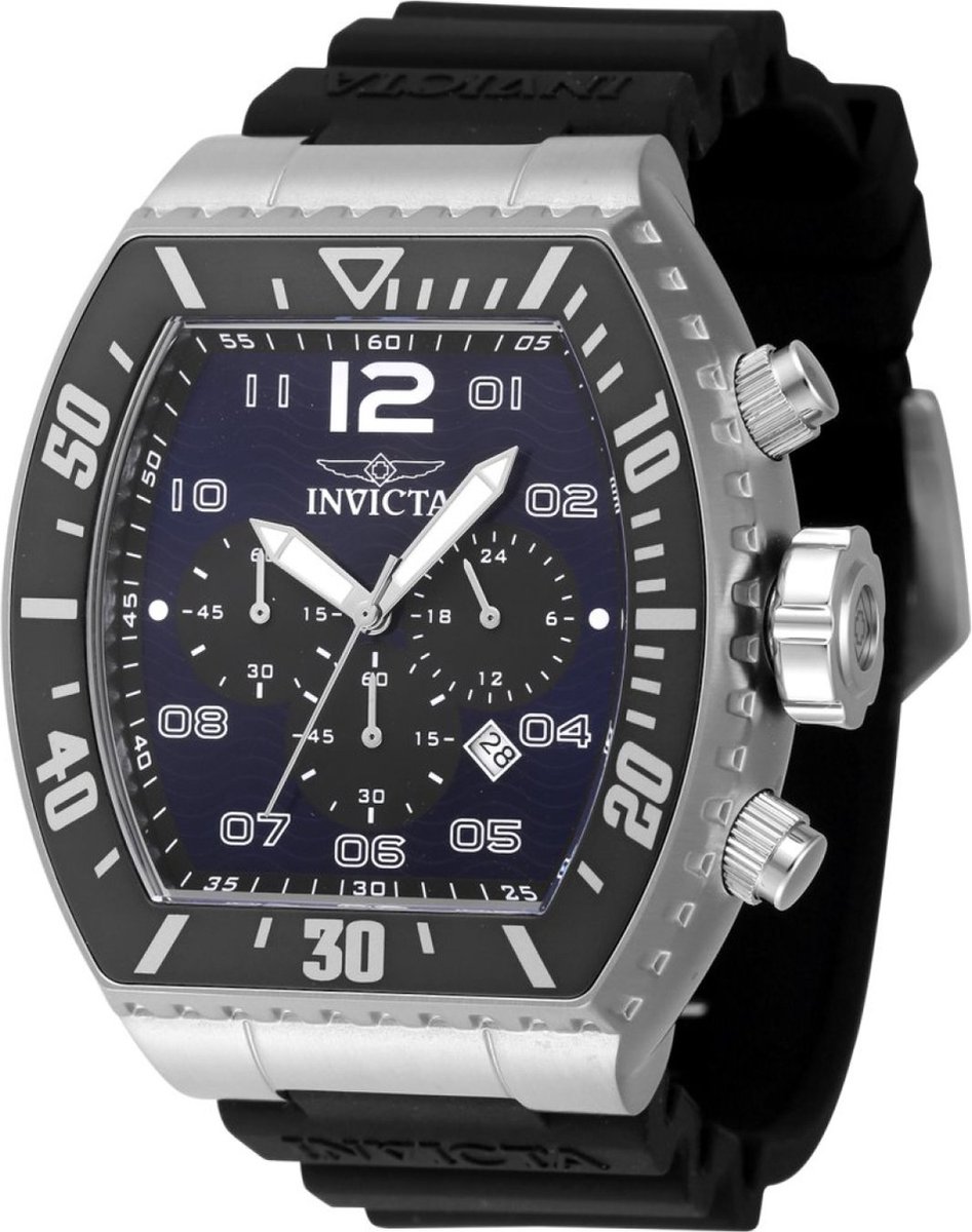 Invicta Pro Diver 47281 Heren Horloge - Waterdicht - Analoog - Quartz Uurwerk - Roestvrij Staal met blauwe Wijzerplaat - 51mm