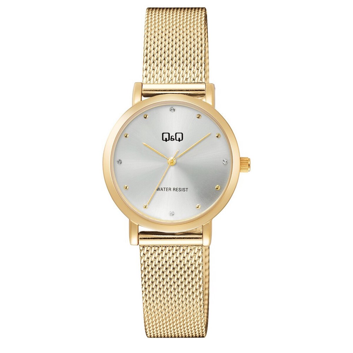 QQ C35A-006PY - Horloge - Polshorloge - Analoog - Vrouwen - Dames - Milanese-Mesh stalen band - Rond - Metaal - Stippen - Goudkleurig