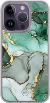 Coque hybride compatible avec iPhone 14 Pro - Design marbre - Protection Extra - Coque de protection de Luxe - Coque TPU - Transparente, Grijs, Verte - Superbes Housses de téléphone