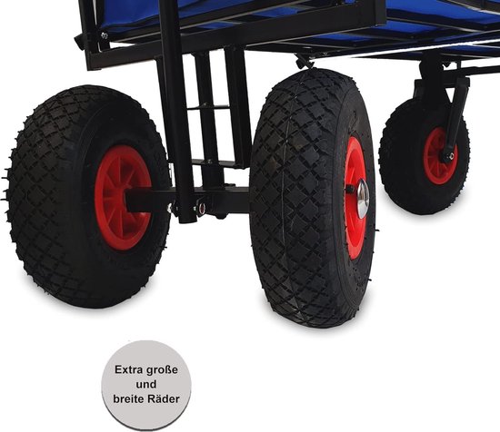Opvouwbare Bolderkar met Luchtbanden - Tuinwagen voor Thuis, Strand en Kamperen - Laadcapaciteit 120 kg van Relaxdays — afbeelding 4