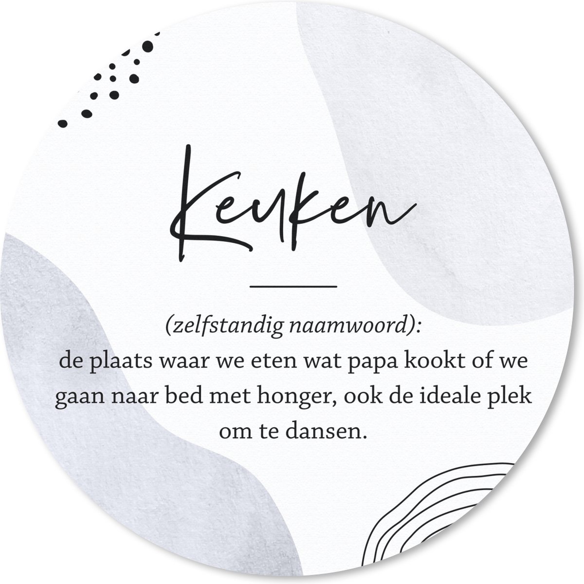 Muismat rond 40x40 cm - Mousepad Keuken - Papa - Quotes - Keuken definitie - Spreuken - Woordenboek - Ronde muismatten