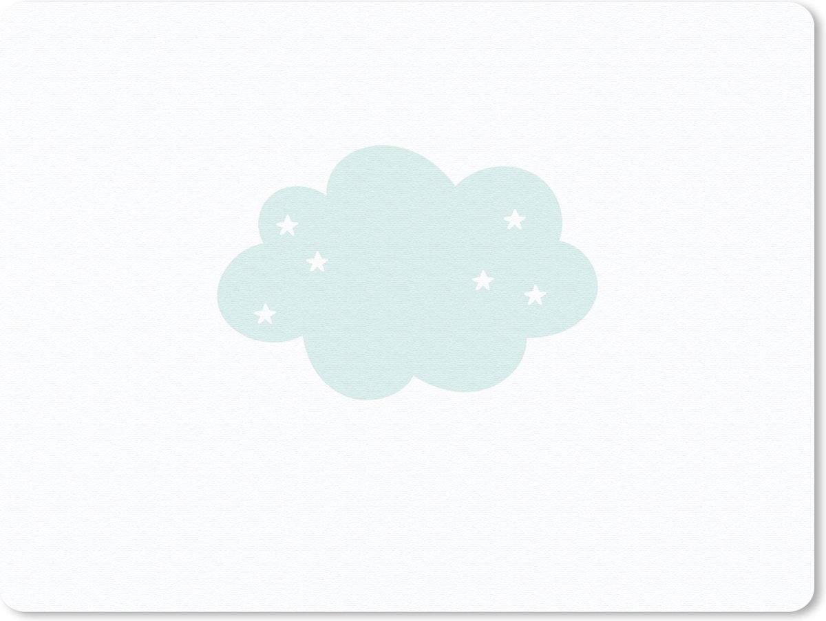 Muismat 23x19 cm - Mousepad Wolk - Sterretjes - Pastel - Kinderen - Baby - Muismatten