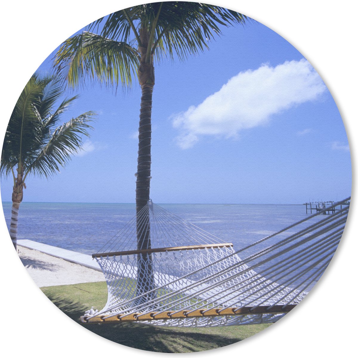 Muismat rond 30x30 cm - Mousepad Zee - Hangmat - Palmboom - Ronde muismatten