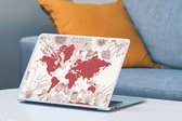 Sticker pour ordinateur portable - 15,6 pouces - Wereldkaart - Rose - Wit