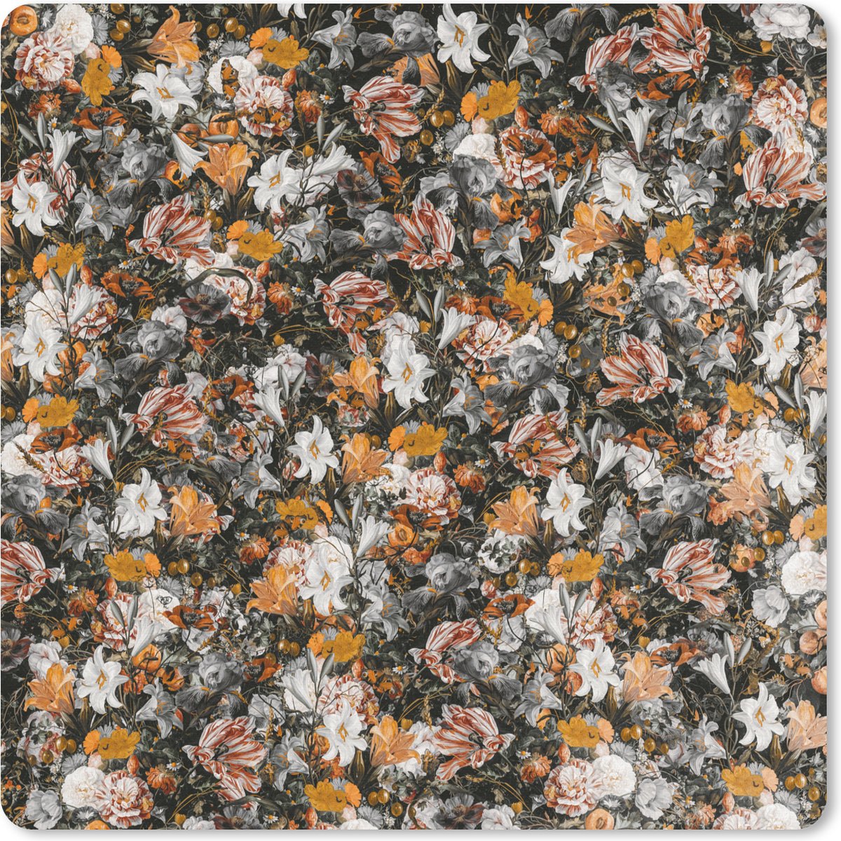 Muismat 30x30 cm - Mousepad Bloemen - Collage - Kunst - Muismatten