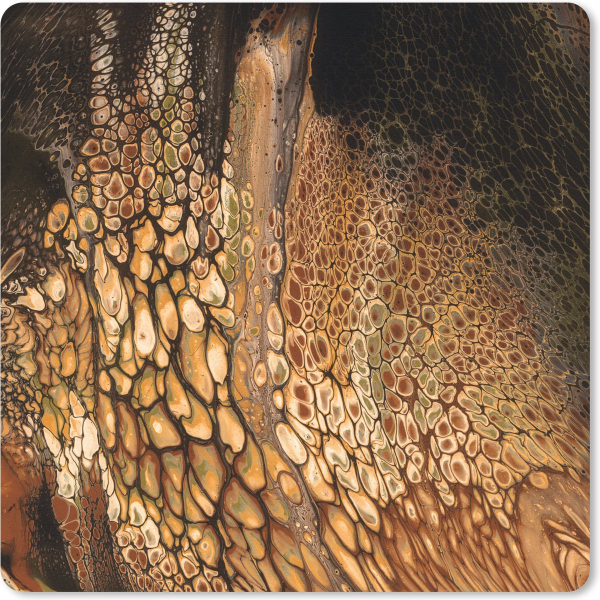 Muismat 20x20 cm - Mousepad Acrylverf - Pouring - Bruin - Muismatten