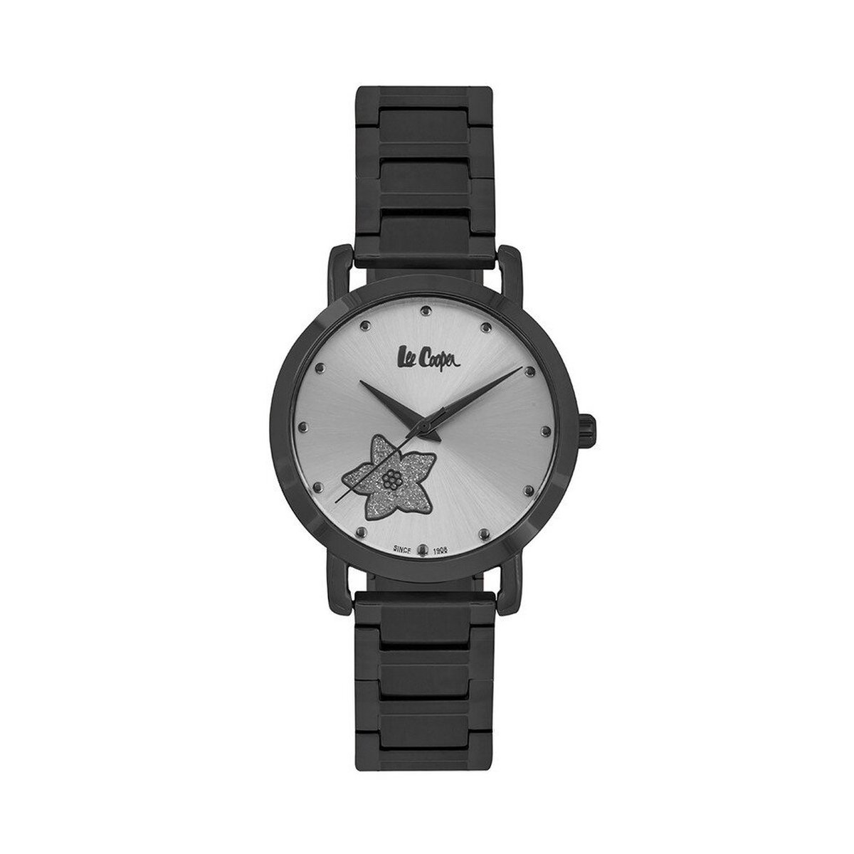 Lee Cooper LC06788.037 - Horloge - Analoog - Dames - Vrouwen - leren band - Zwart - Zilverkleurig