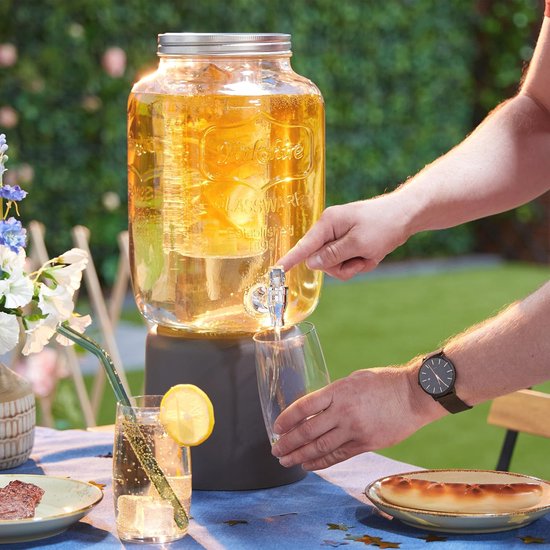 Distributeur de boissons , 1,5 gallon pour fêtes, distributeur de jus en verre avec support