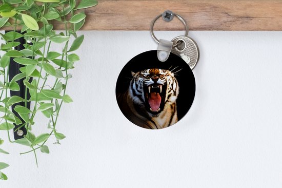 Porte-clés - Tigre - Dents - Zwart - Plastique - Rond