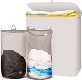 Bol.com Lugia Wasmand - 2 Waszakken - 141L - Natuurlijk Bamboe - Wasmand met Deksel - Beige aanbieding