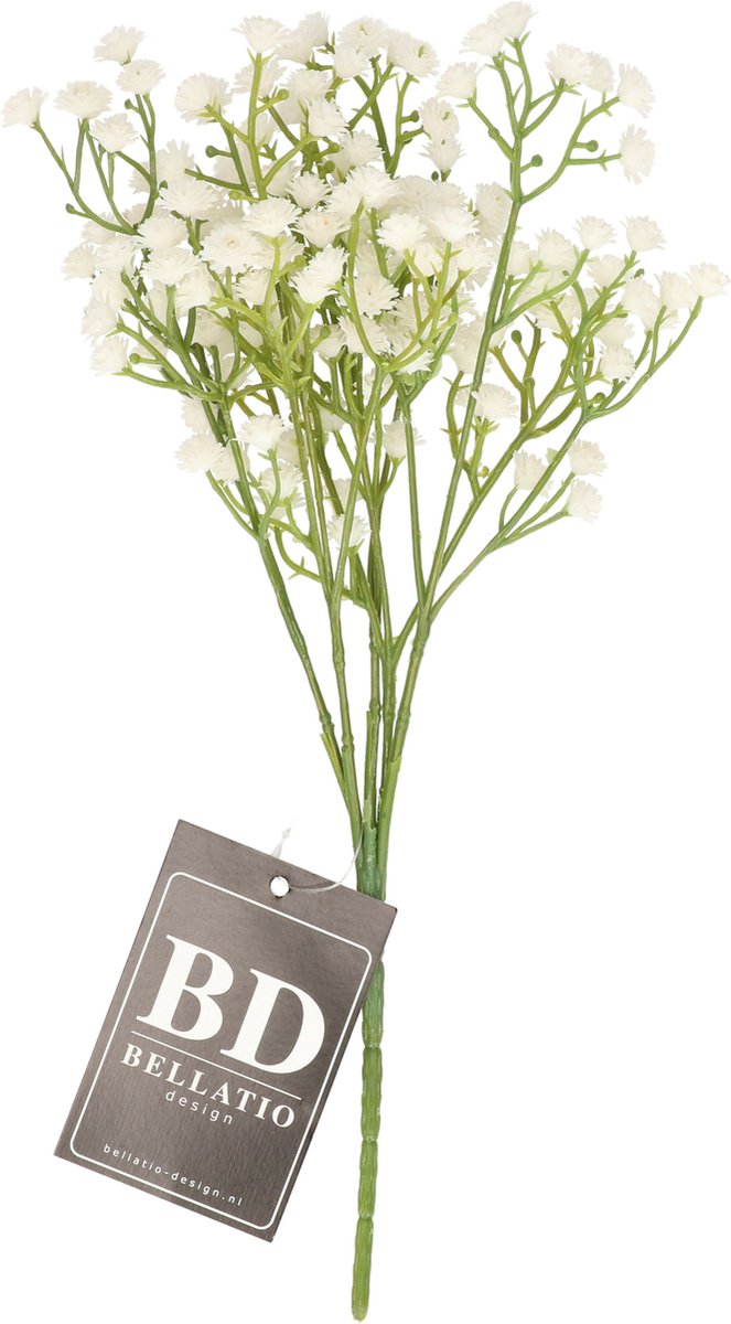 Bellatio Design Kunstbloemen Gipskruid Muralis - 30 cm - wit - losse takken - kunst zijdeb