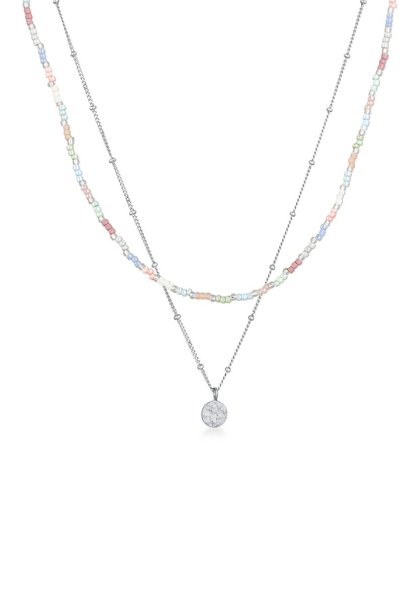 Elli - Halsketting - Layerketting Dames Bloedplaatjes Hanger Nylon Ketting 925 Sterling Zilver - Dames
