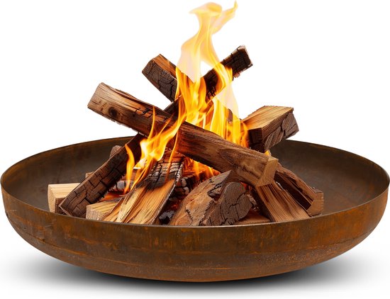 Foto: Bonfeu vuurschaal 120 cortenstaal 120 cm hoogwaardige vuurschaal van 3 mm dik weervast staal stijlvolle buitenhaard met uniek logo geschikt voor alle seizoenen 120x120x31cm