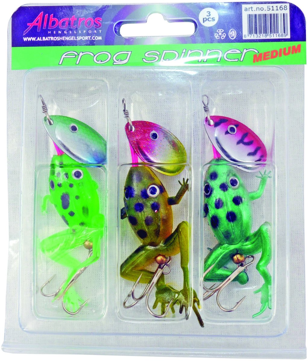 Albatros Spinnerset Kikker - Baits - 11 g Groen Blauw Roze 3 stuks Roofvis 3