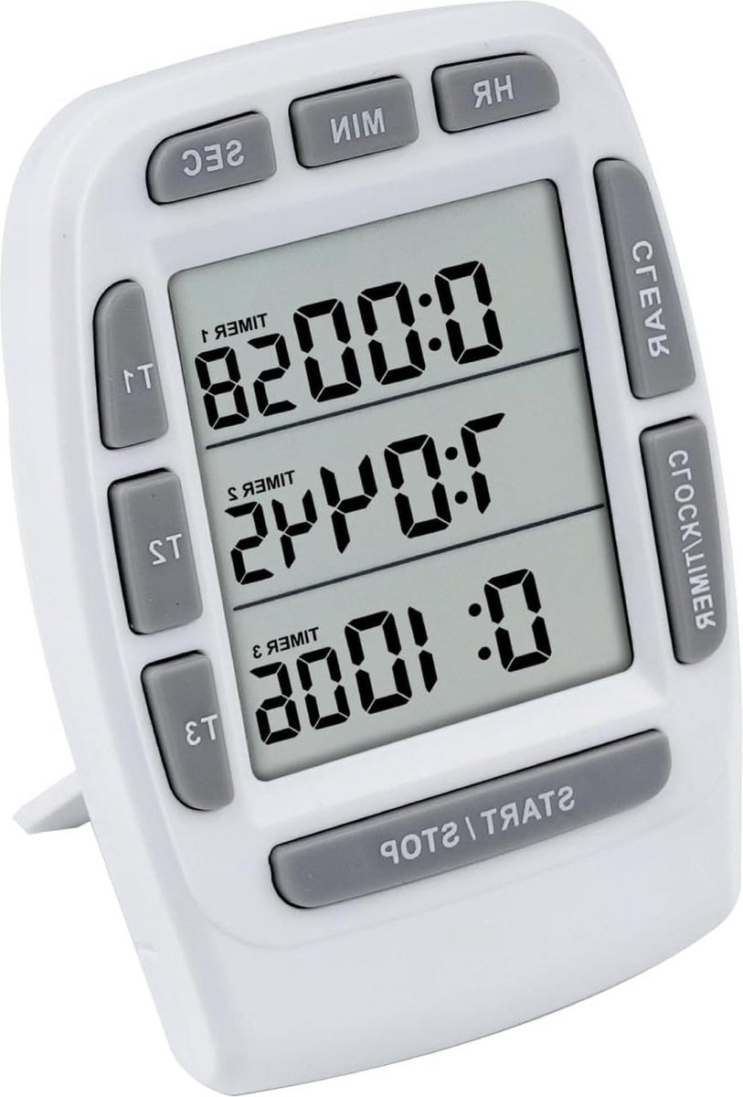 Digitale Kookwekker Groot LCD 3-kanaals Aftellende Timer Reset Klokalarm Luide Sterke Magneet Beugel Vervangbare Batterij voor Kinderen Ouderen JR-KT001