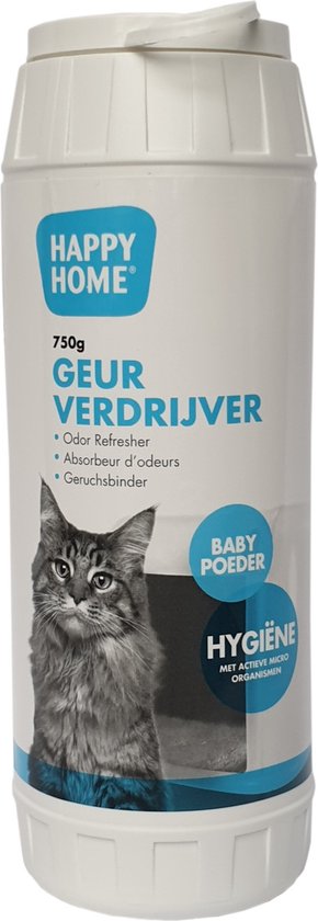 Foto: Happy home geurverdrijver baby poeder kattenbakreinigingsmiddelen 750 ml